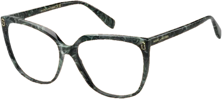 Marc Jacobs eyeglasses with a green marble acetate frame